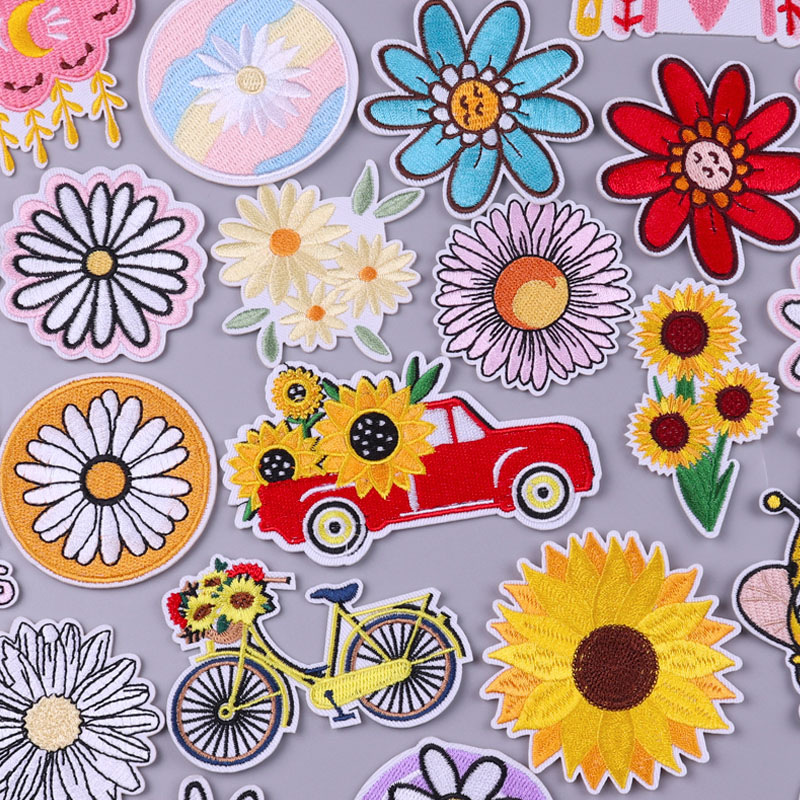 Embroidery Daisy Flower - Çiçekler/araba yama papatya ayçiçeği nakış yama
