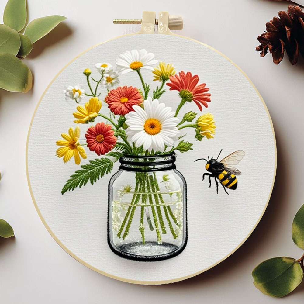 Embroidery Daisy Flower - 1 adet Diy nakış kitleri papatya