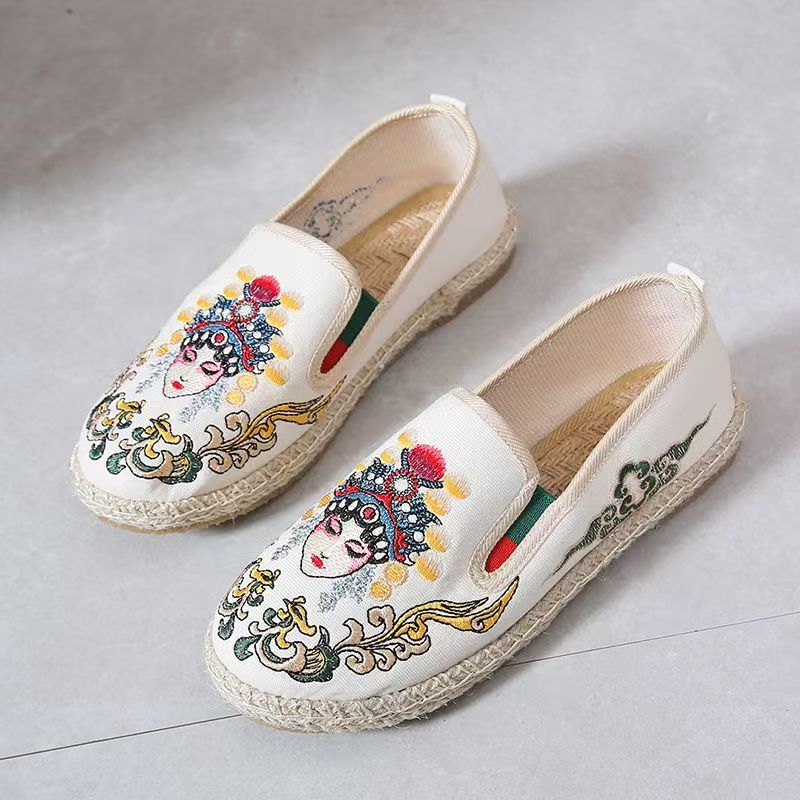 Embroidery Shoes - Kadın Düz Taban İşlemeli Kumaş Ayakkabılar