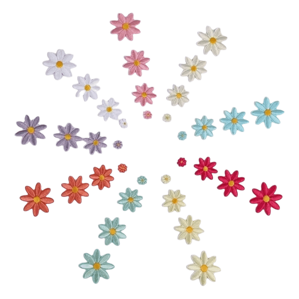 Embroidery Daisy Flower - 36 Adet Çiçek Desenli Papatya Çiçeği