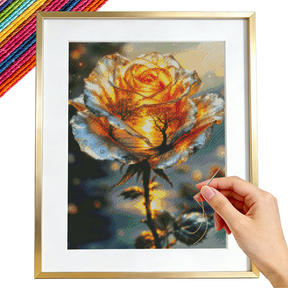 Embroidery Guide Paper - 11CT Nakış Kiti Gül Çiçek Çapraz