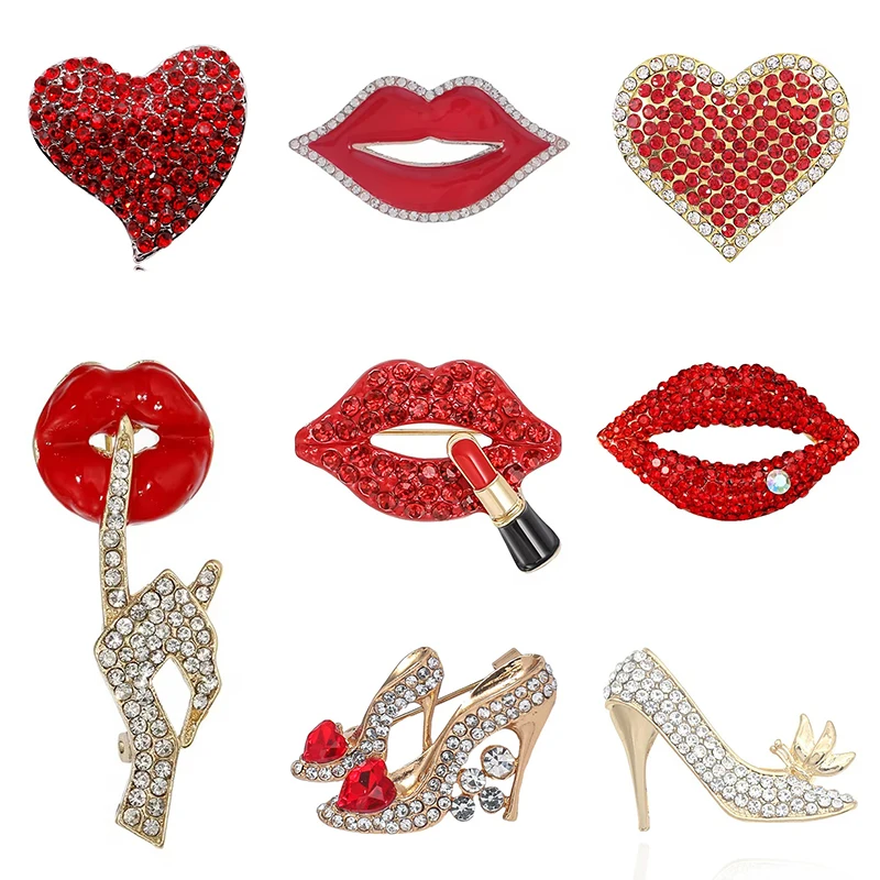 Embroidery Lips - 1 adet KRALİÇE Dudak Broşu Kadınlar