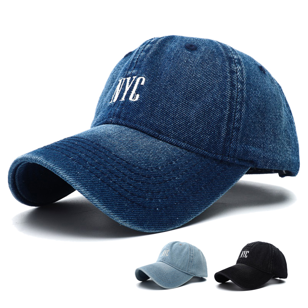 Embroidery Nyc - Unisex Vintage NYC Nakışlı Yıkanmış Kot