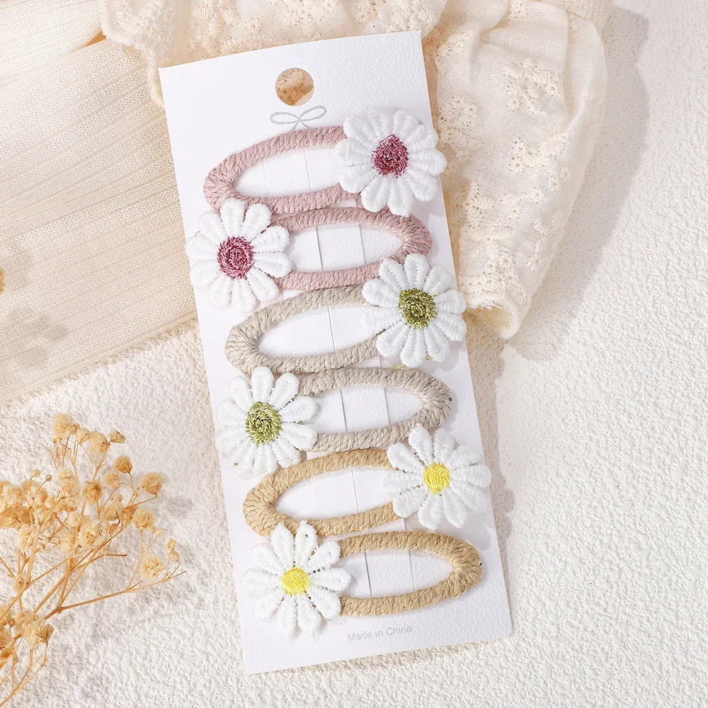 Embroidery Daisy Flower - 6 adet sevimli papatya çiçek saç