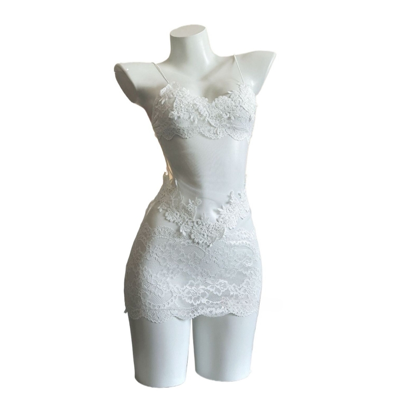 Embroidery Dress - Seksi Dantel Nakış Straplez Elbise Kadın