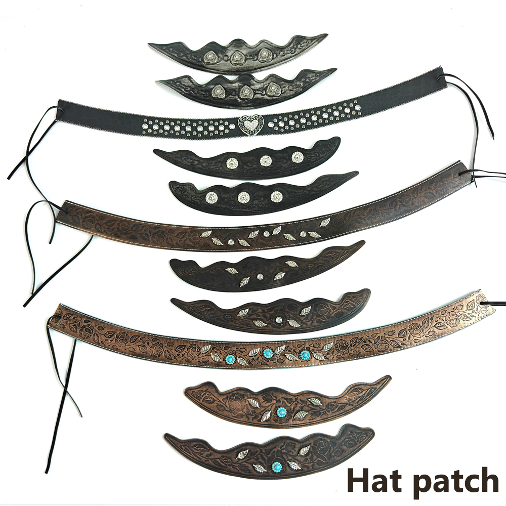 Embroidery On Leather - Batı deri şapka bandı Vintage kovboy