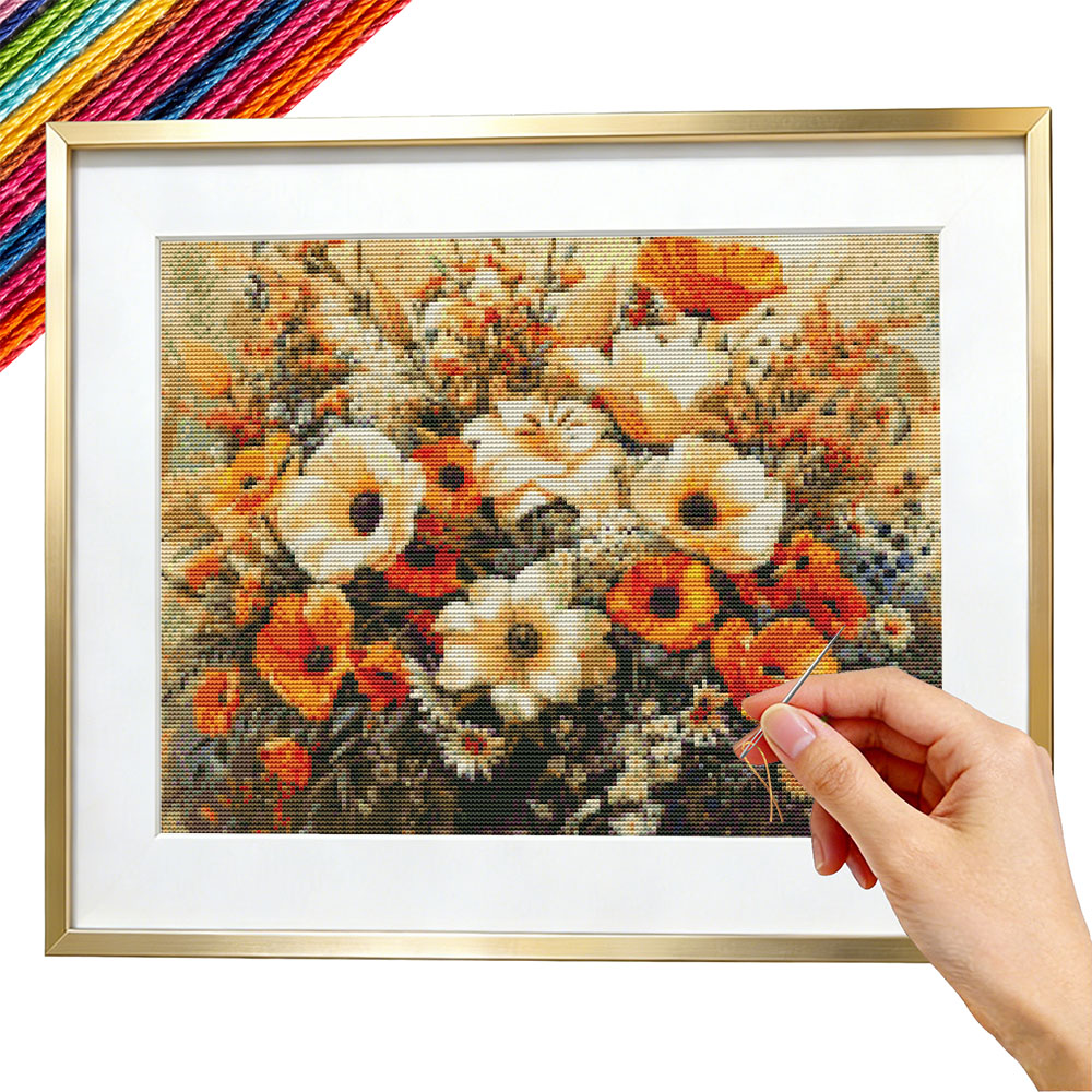 Embroidery Guide Paper - 11CT Çapraz Nakış Kitleri Haşhaş Çiçeği