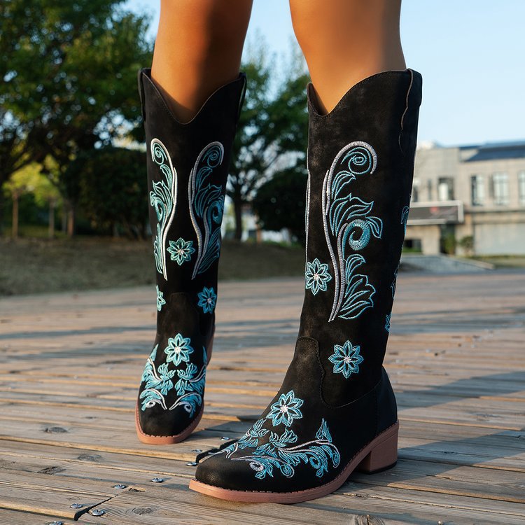 Retro Kadın Bot Moda Kadın Şöv - Embroidery On Leather incelemesi ve fiyatı