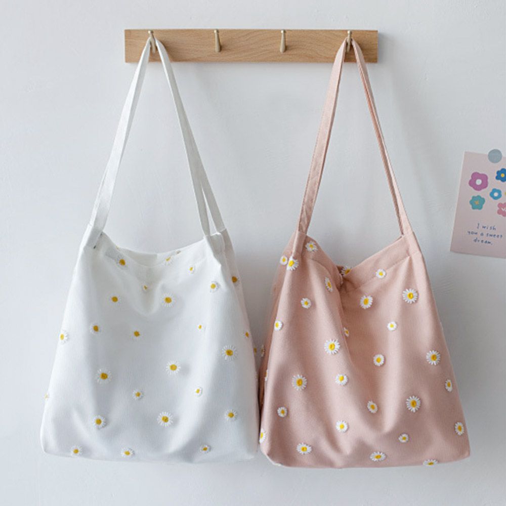 Kadınlar keten çantalar kızlar - Embroidery Daisy Flower incelemesi ve fiyatı