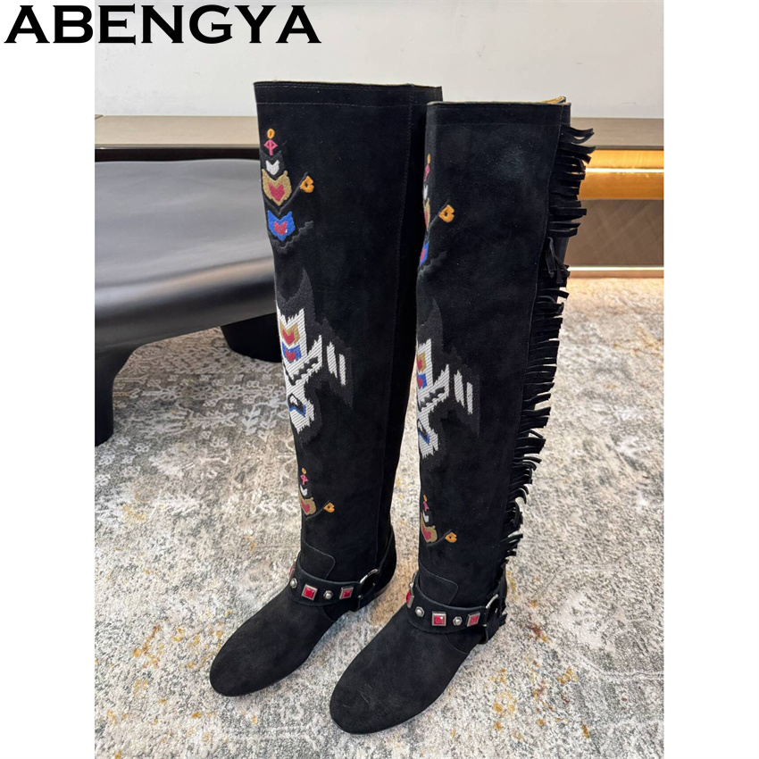 ABENGYA 2026 Kış Yeni Diz Yüks - Embroidery On Leather incelemesi ve fiyatı
