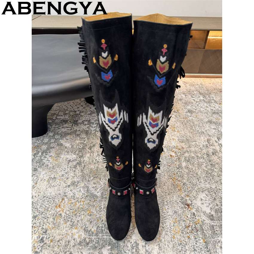 ABENGYA 2026 Kış Yeni Diz Yüks - Embroidery On Leather incelemesi ve fiyatı