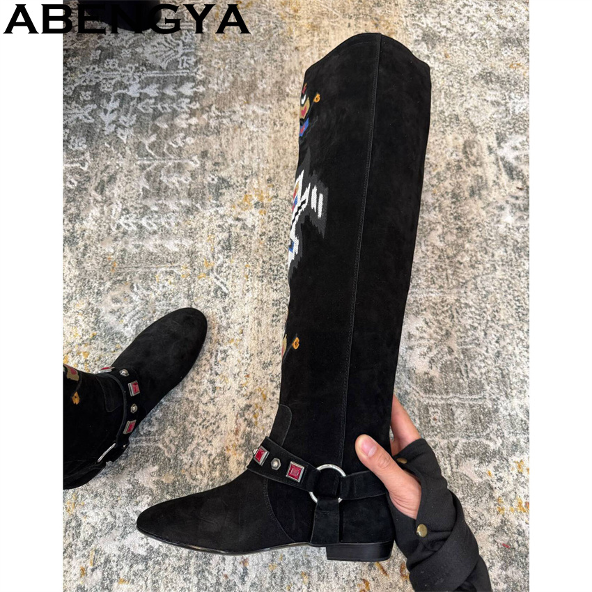 ABENGYA 2026 Kış Yeni Diz Yüks - Embroidery On Leather incelemesi ve fiyatı